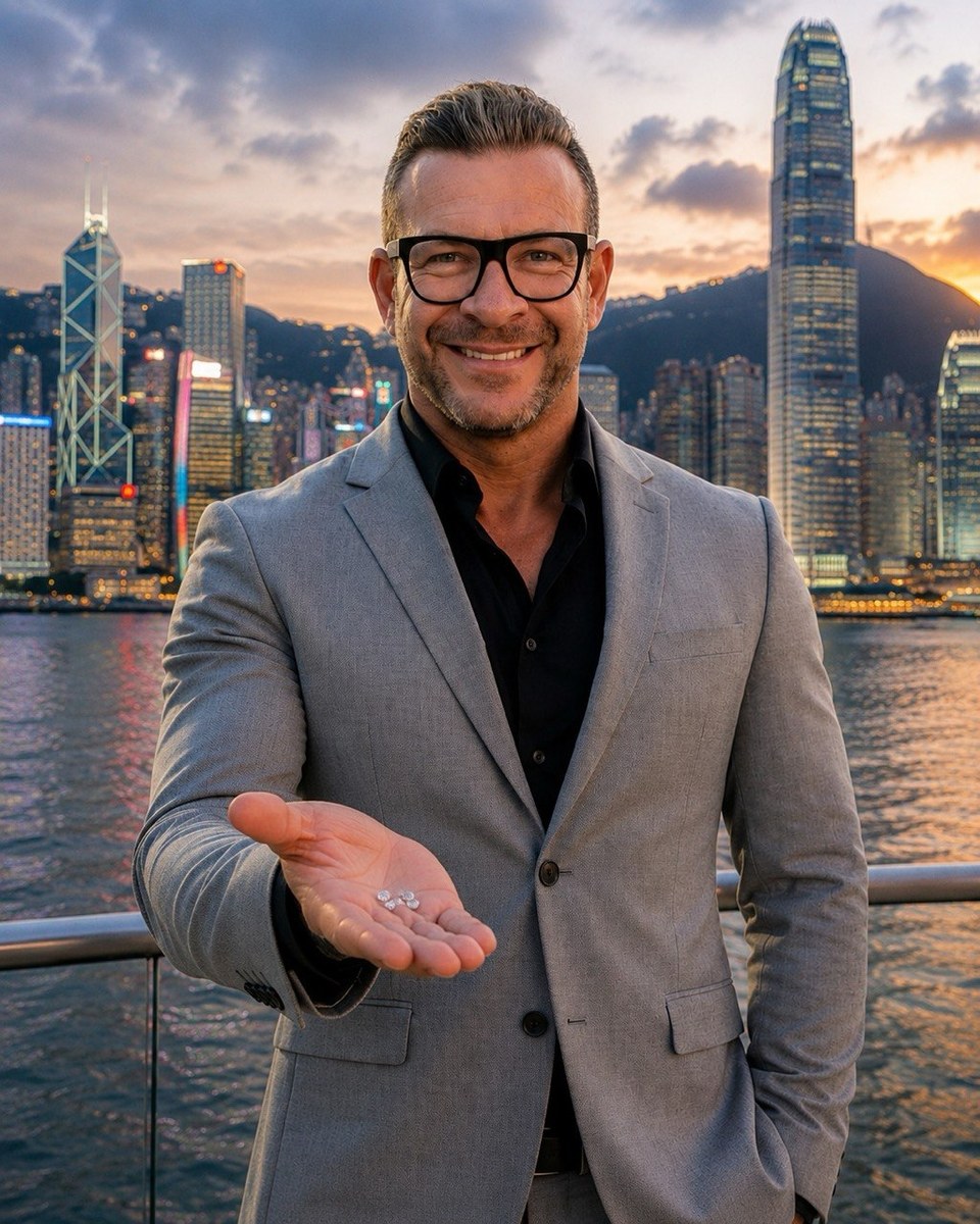 Diamond Solution Global — Diamanten vor der Skyline von Hong Kong